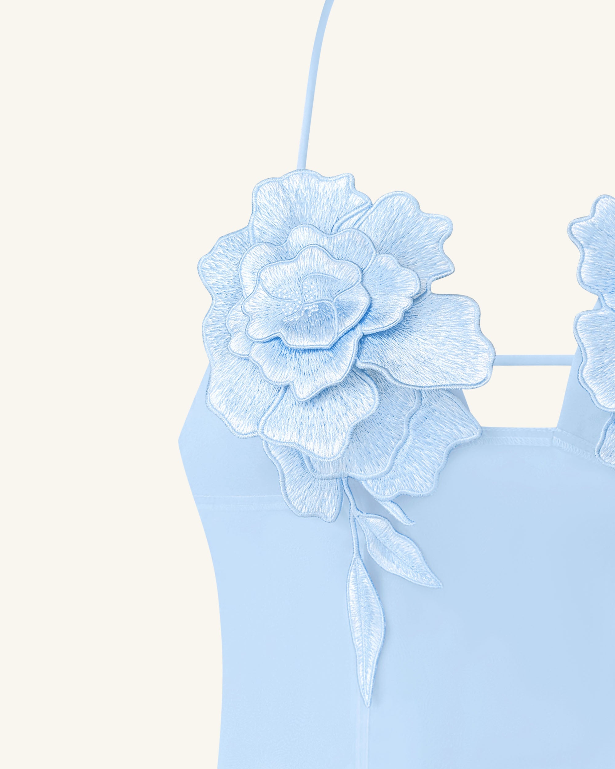 Flower Embroidered Mini Dress - Blue - Image 5