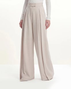 Alternative view of Pleated Wide-Leg Trousers - Beige
