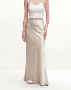 Alternative view of Satin-Feel Draped Maxi Skirt - Cream