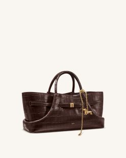 Alternative view of Maeve Dachshund Metal Charm Tote Bag - Dark Brown Croc