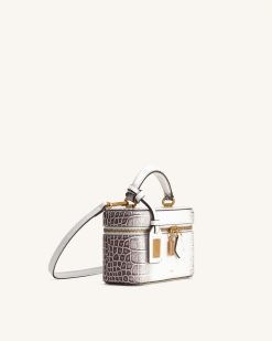 Alternative view of Cleo Box Shape Top Handle Bag - White Croc