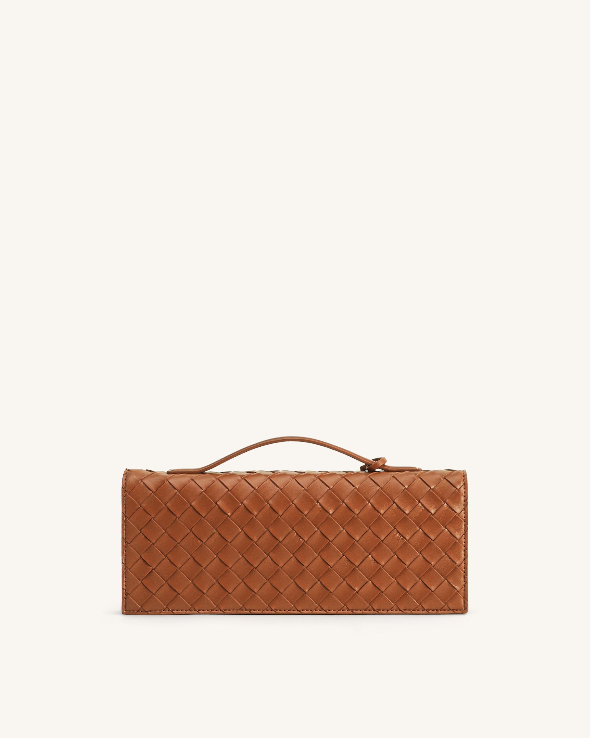 Celeste Woven Textured Envelope Top Handle Bag - Brown - Image 3