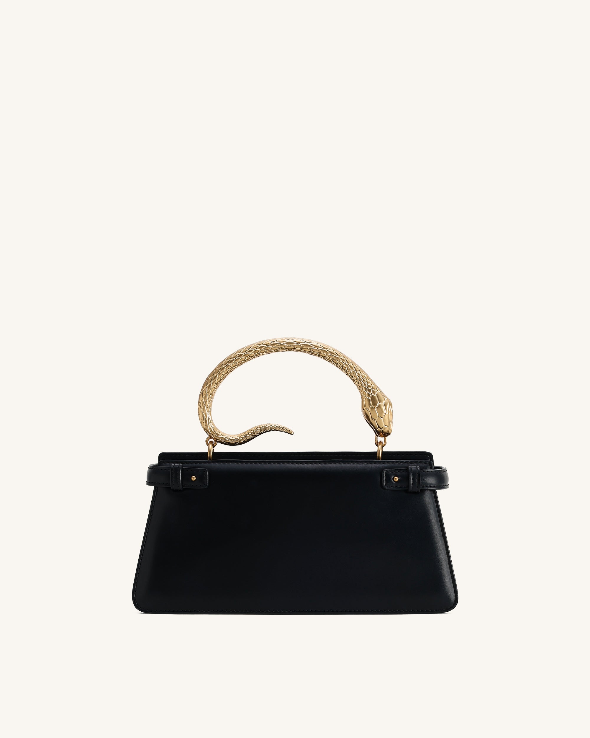 Elena Snake Handle Top Handle Bag - Black - Image 3