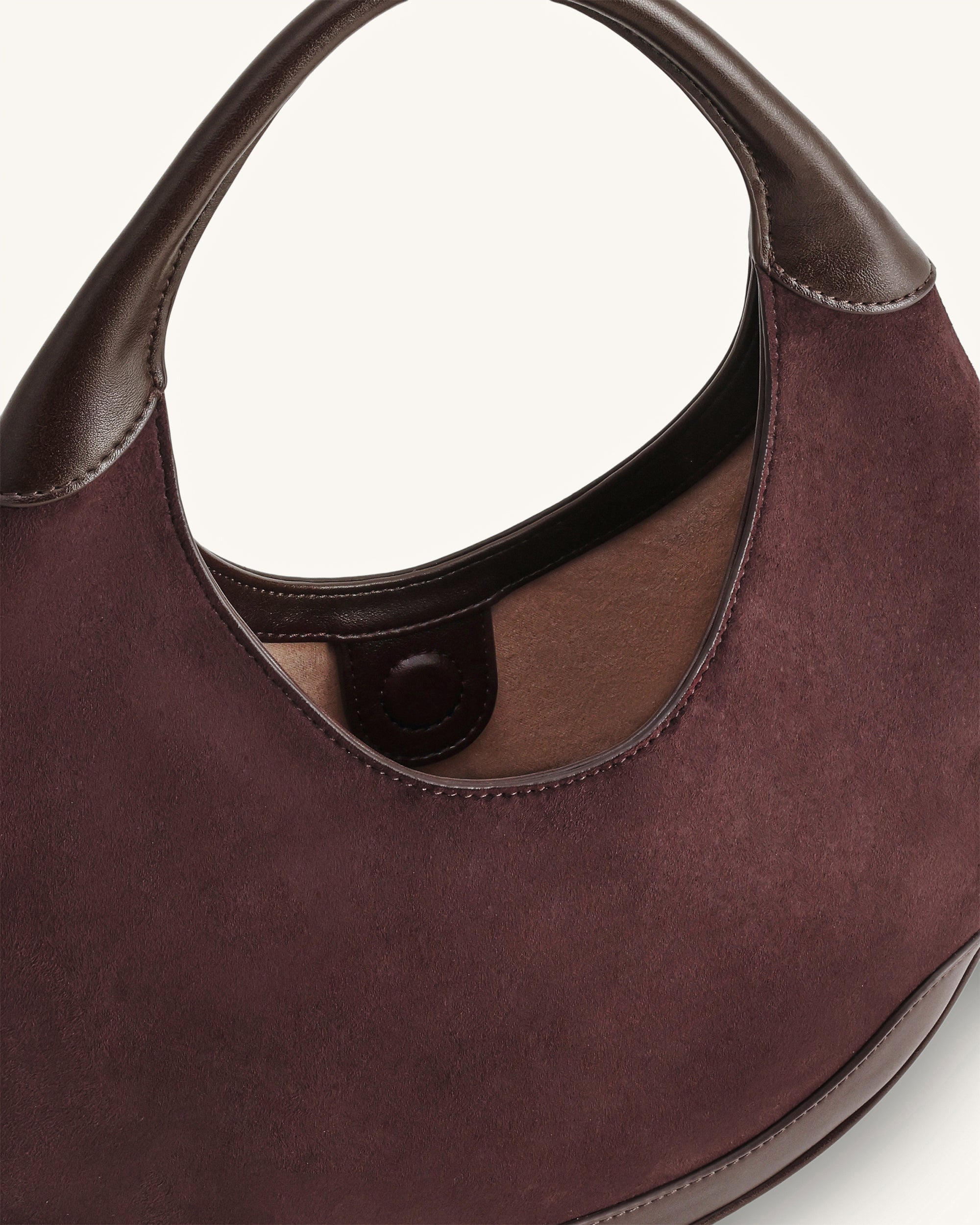 Colette Faux Suede Crescent Hobo Bag - Dark Brown - Image 5