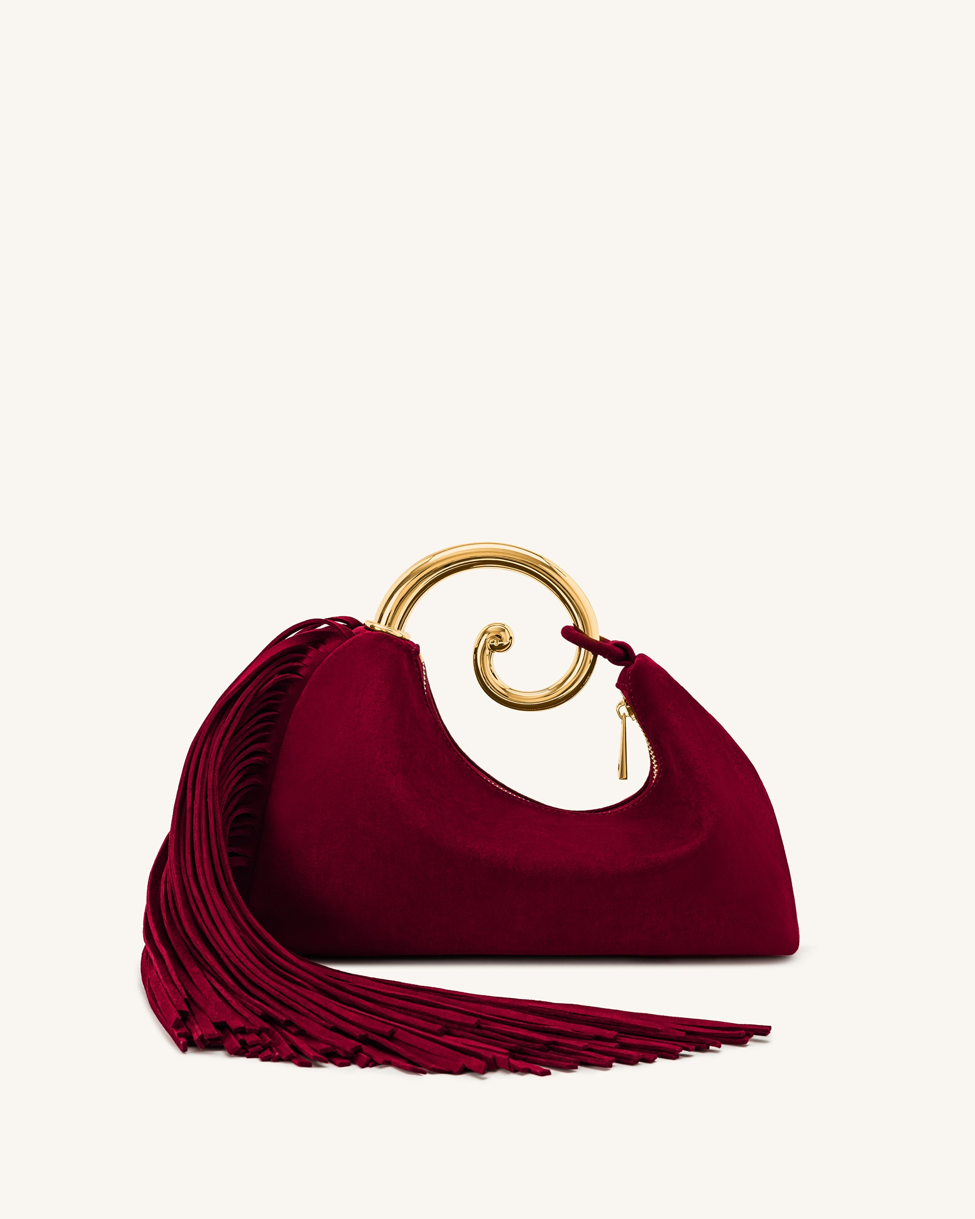 Nell Fringe Hardware Top Handle Bag - Burgundy - Image 4