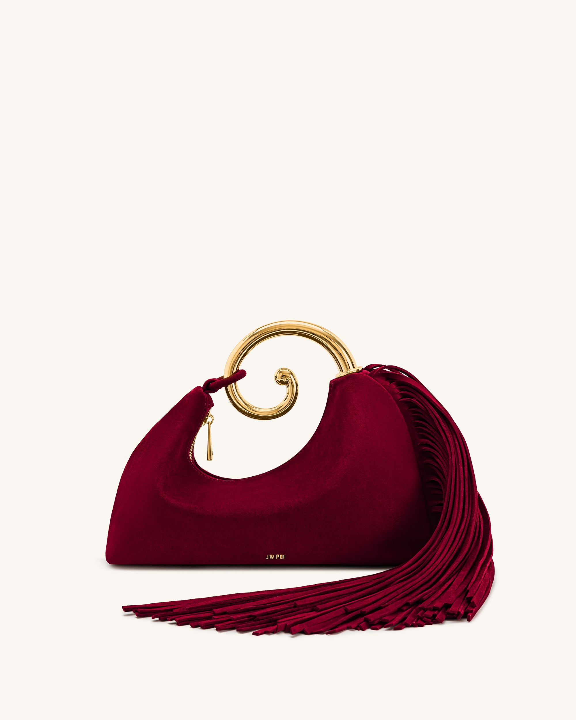 Nell Fringe Hardware Top Handle Bag - Burgundy - Image 2