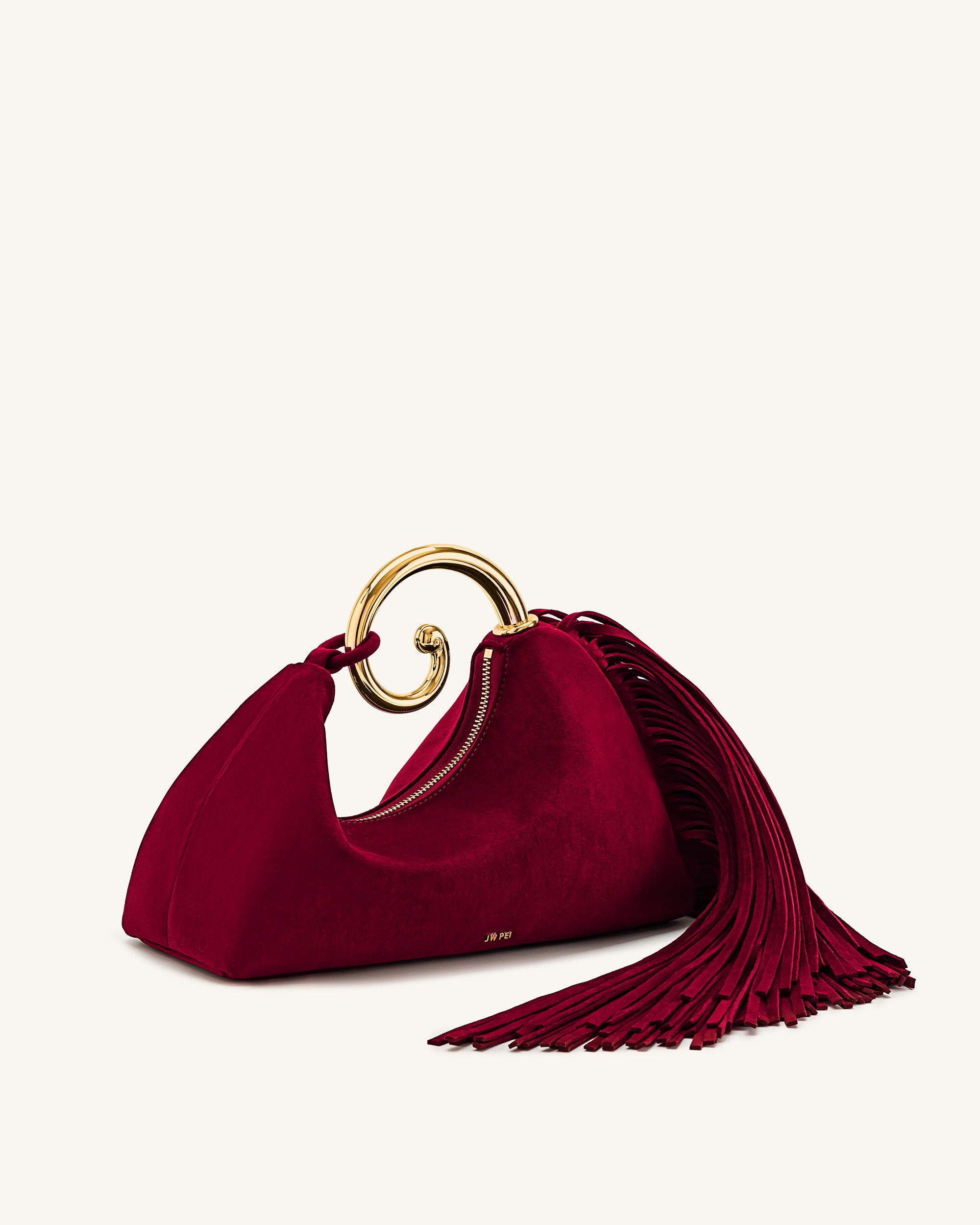 Nell Fringe Hardware Top Handle Bag - Burgundy - Image 3