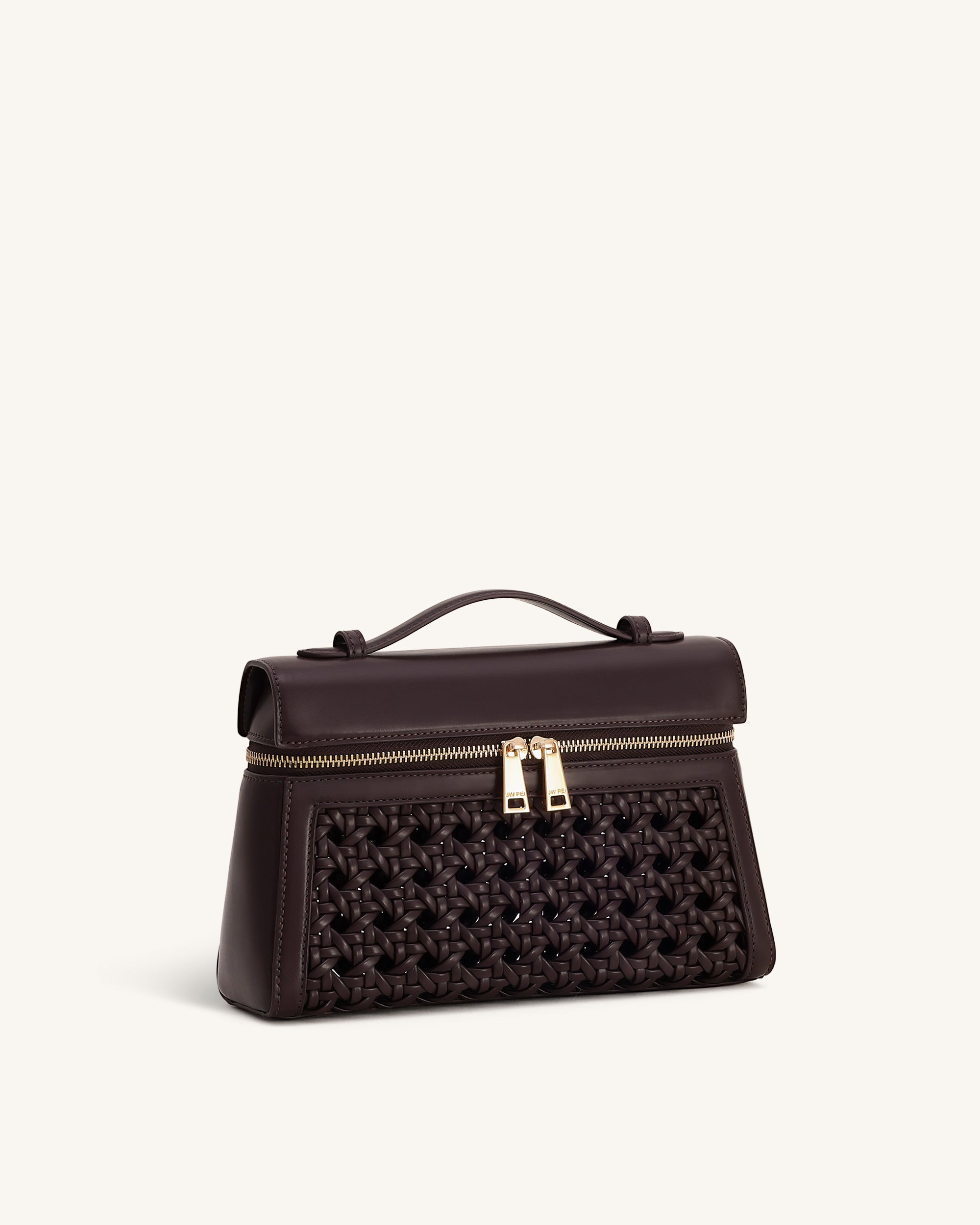 Thea Large Woven Top Handle Bag - Dark Red - Image 2