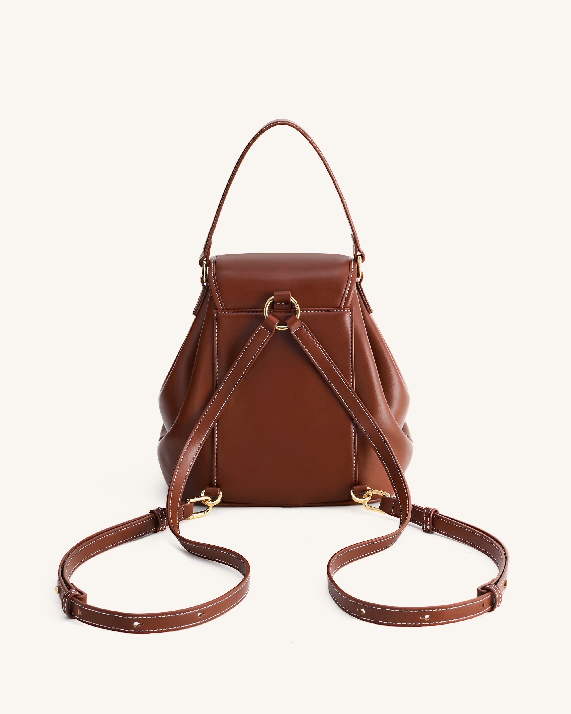 Harper Buckle Pocket Backpack - Dark Brown - Image 3