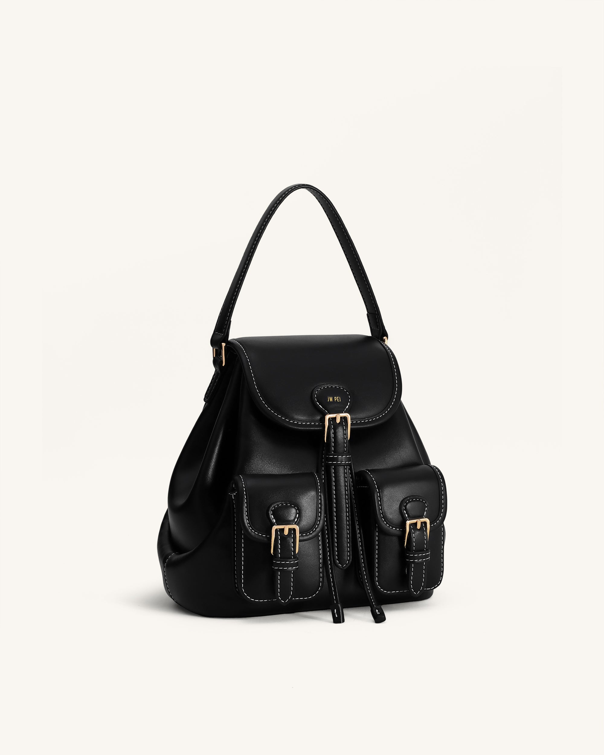 Harper Buckle Pocket Backpack - Black - Image 2