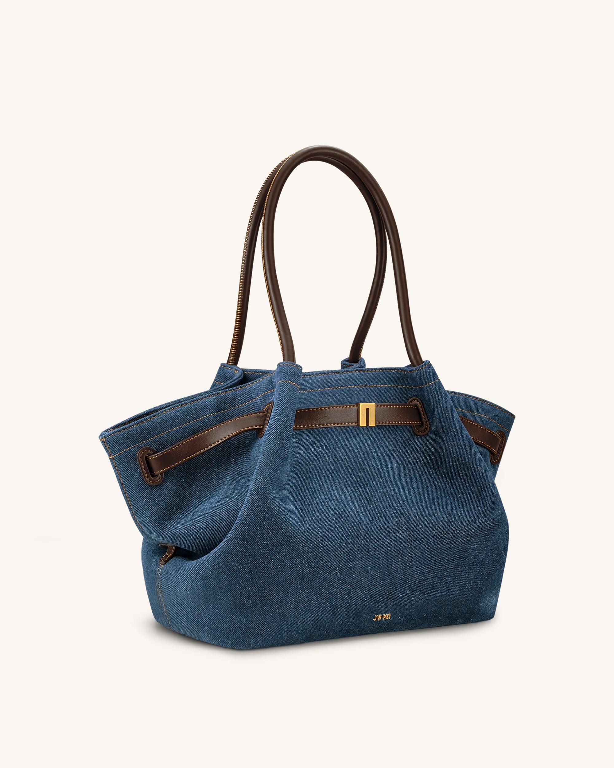 Hana Medium Denim Tote Bag - Blue Denim - Image 2