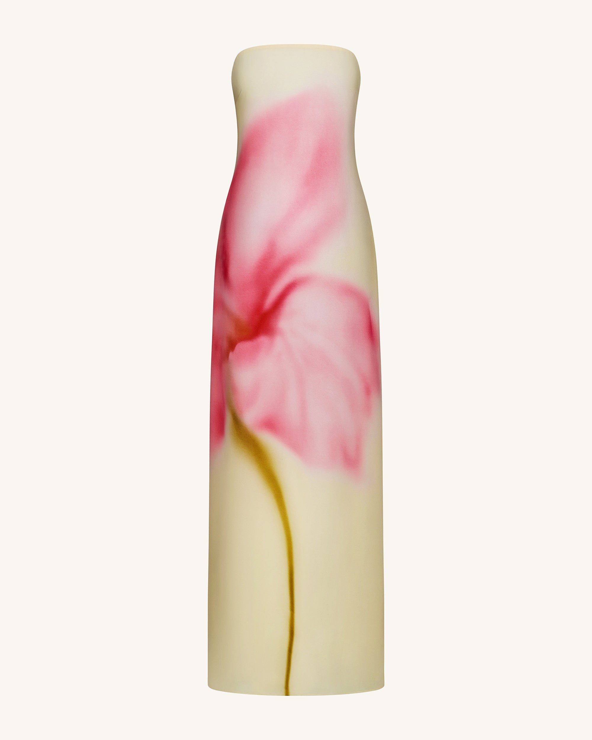 Watercolor Floral Print Strapless Maxi Dress - Yellow - Image 3