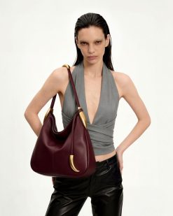 Alternative view of Nina Metal Charm Hobo Bag - Burgundy