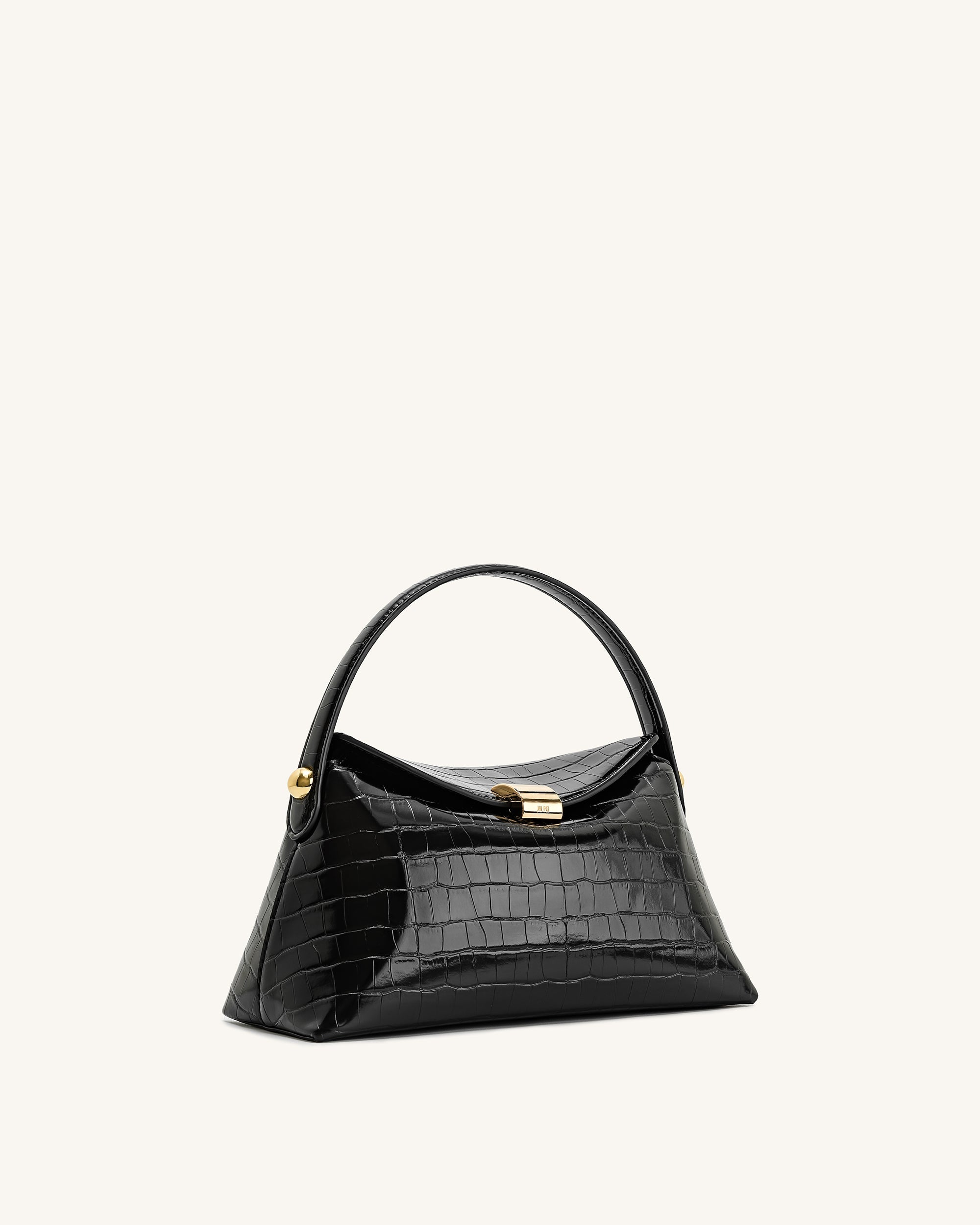 Talia Top Handle Bag - Black Croc - Image 3