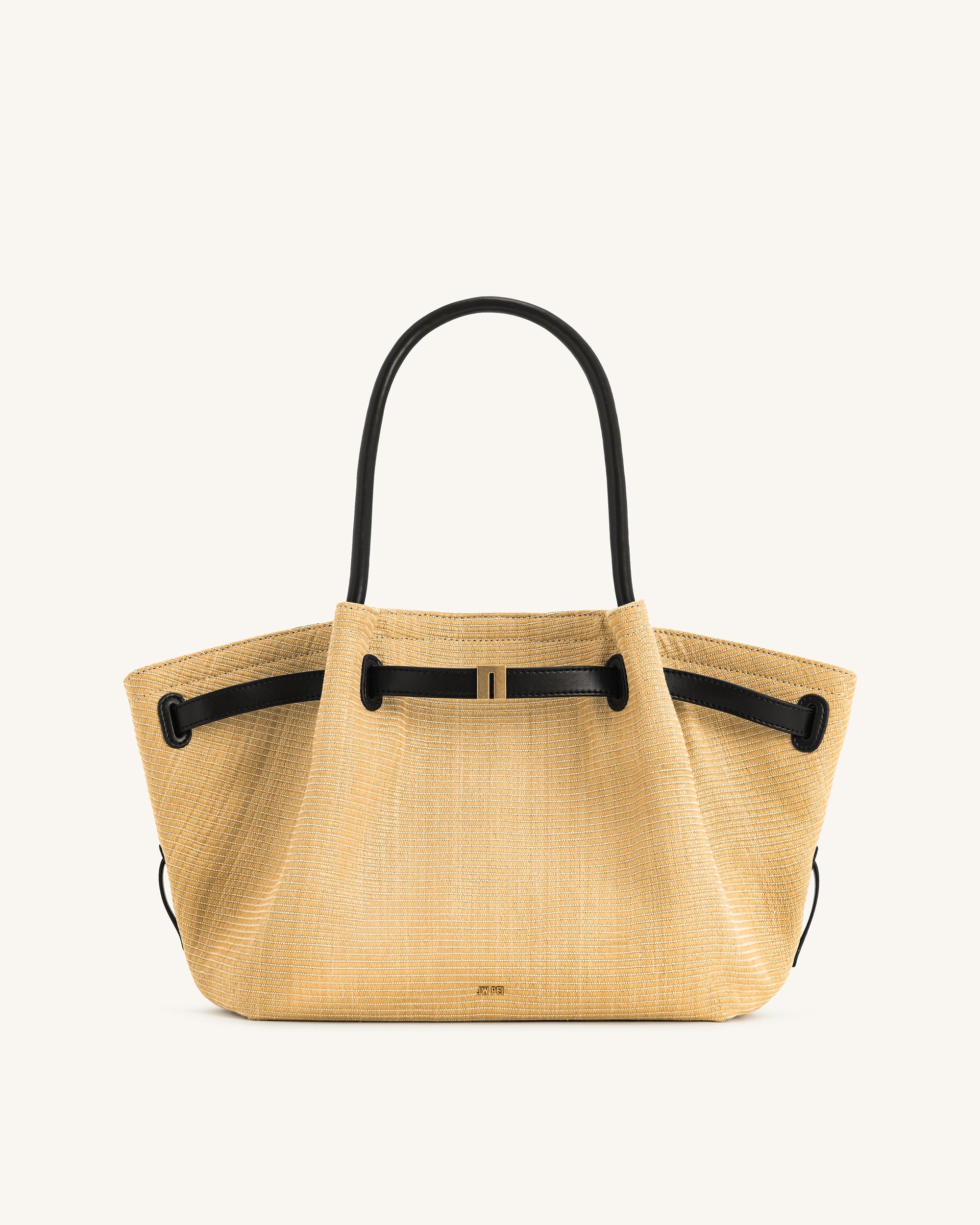Hana Medium Faux Straw Tote Bag - Brown Straw - Image 3