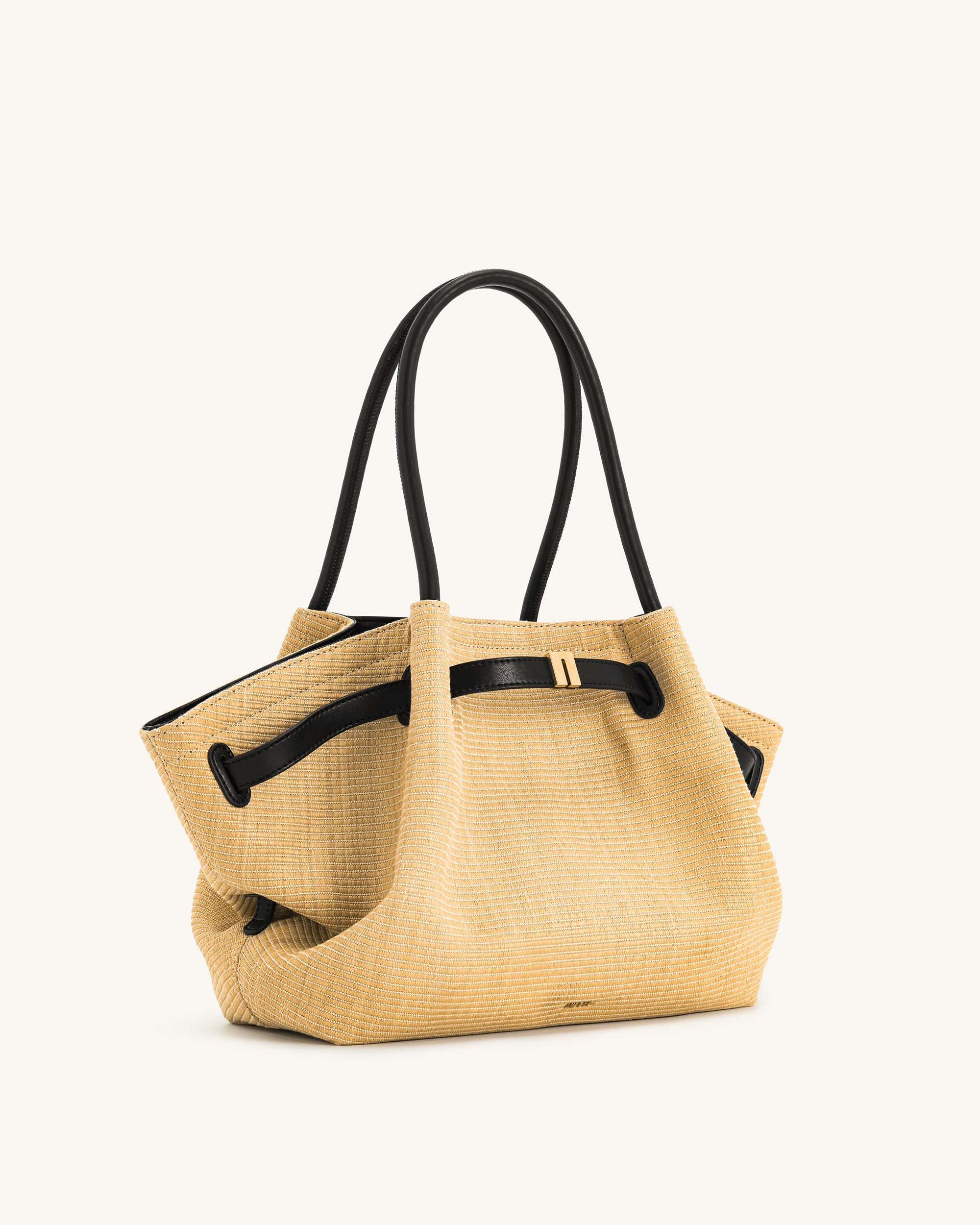 Hana Medium Faux Straw Tote Bag - Brown Straw - Image 4