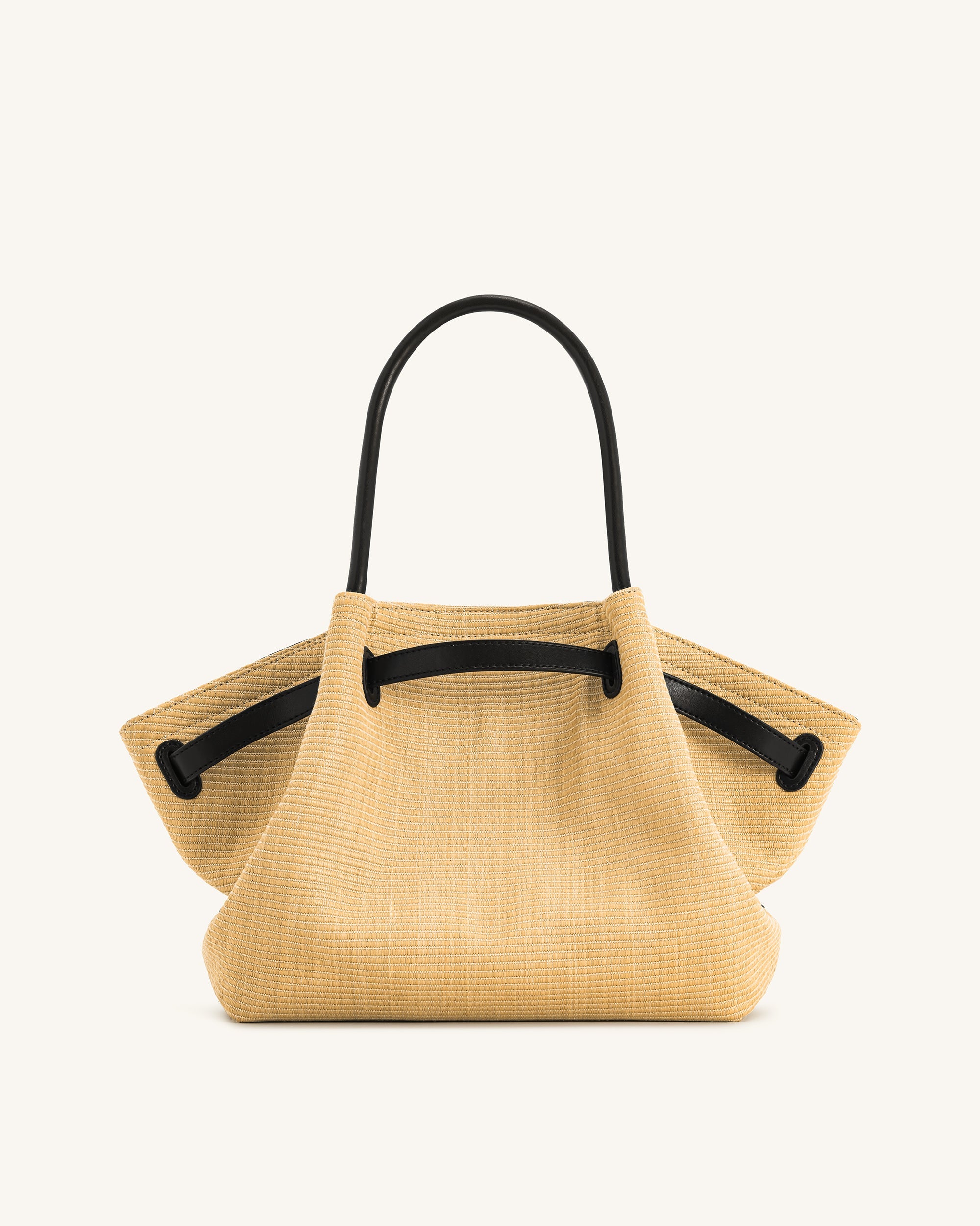 Hana Medium Faux Straw Tote Bag - Brown Straw - Image 5
