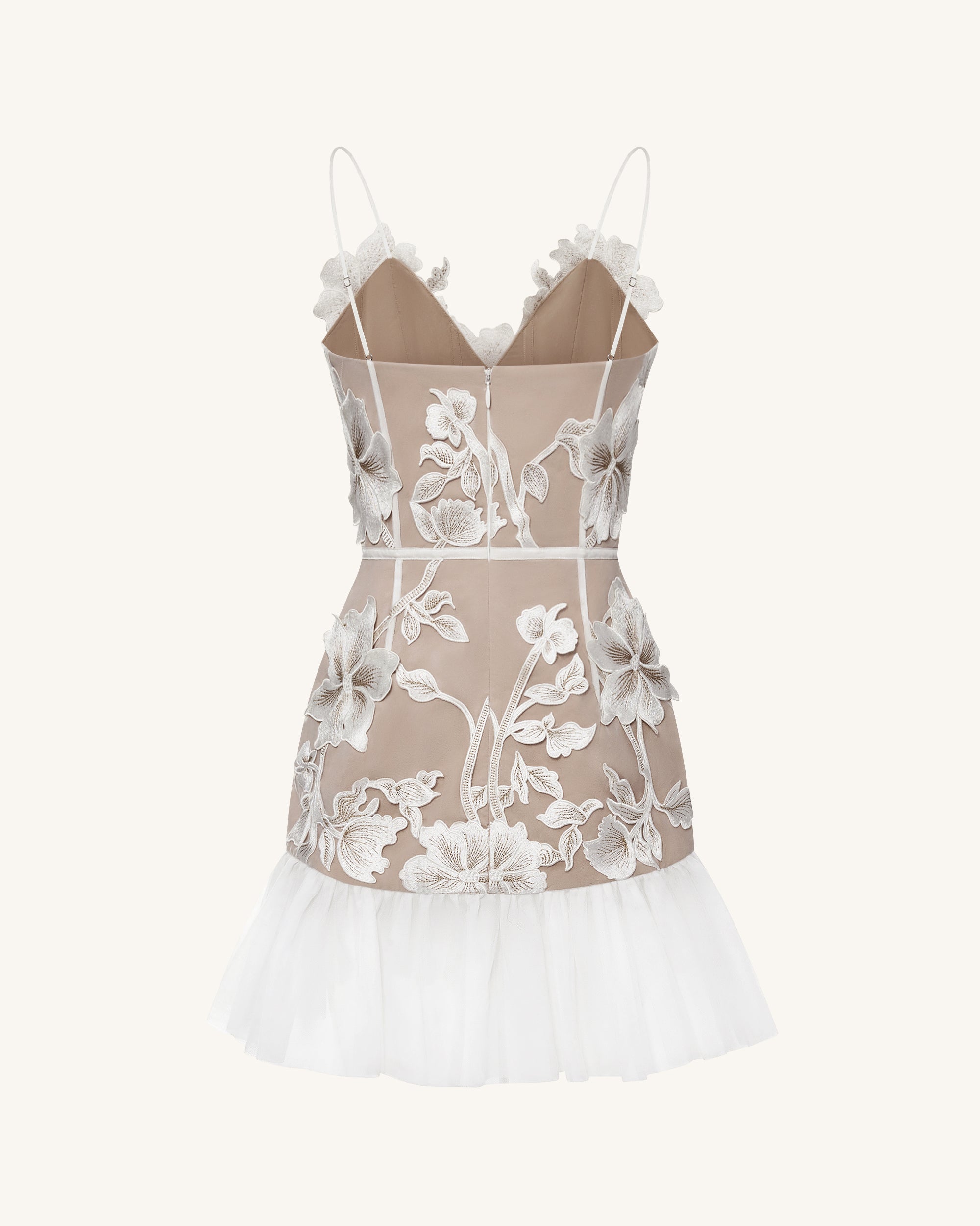 Floral Sling Mini Dress - White - Image 4