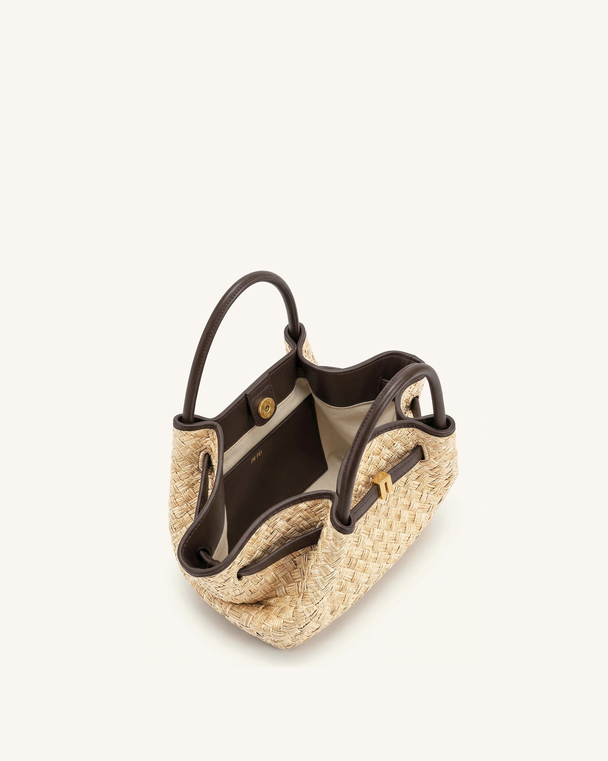 Hana Mini Faux Straw Tote Bag - Brown - Image 5
