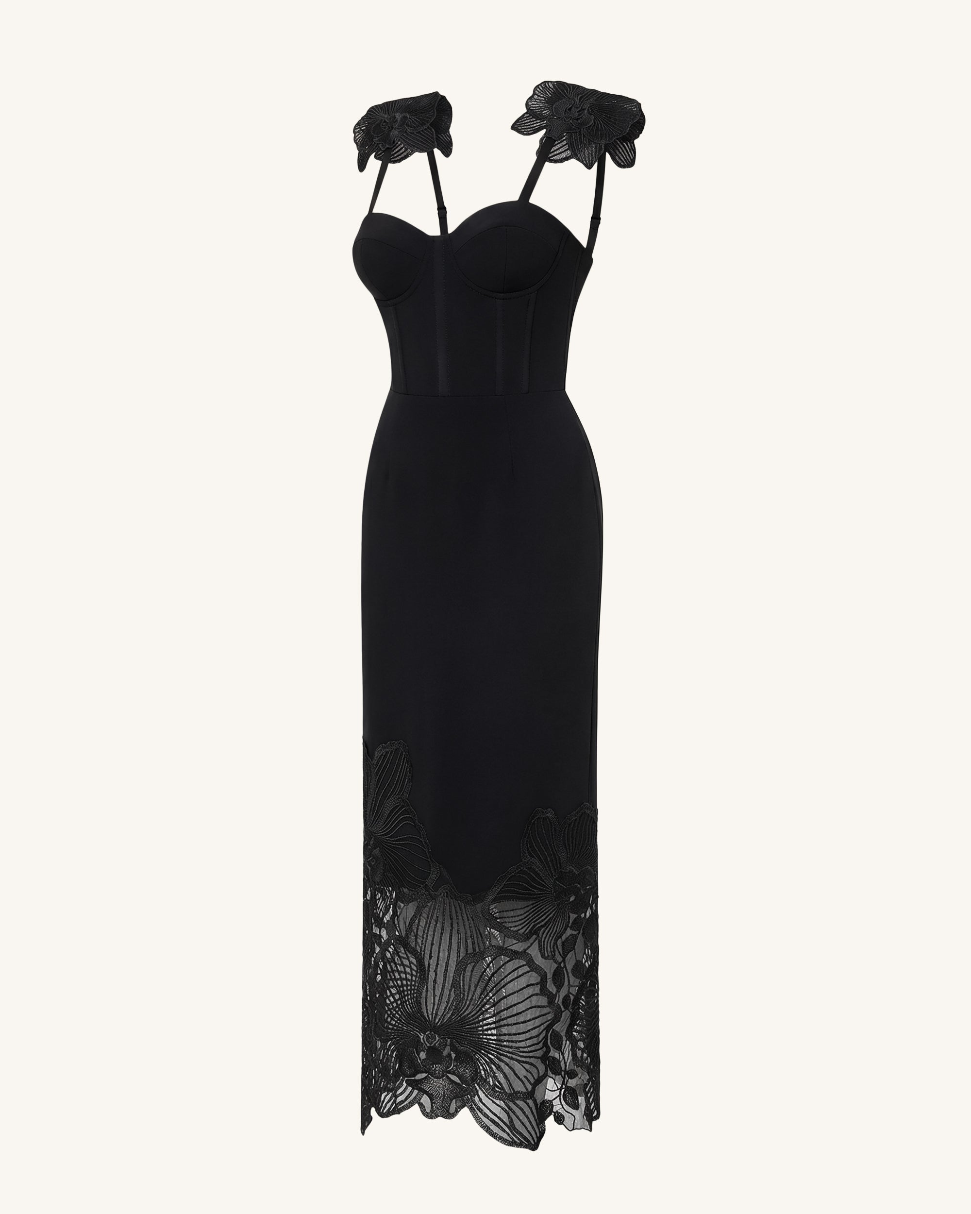 Orchid Embroidered Corset Dress - Black - Image 4