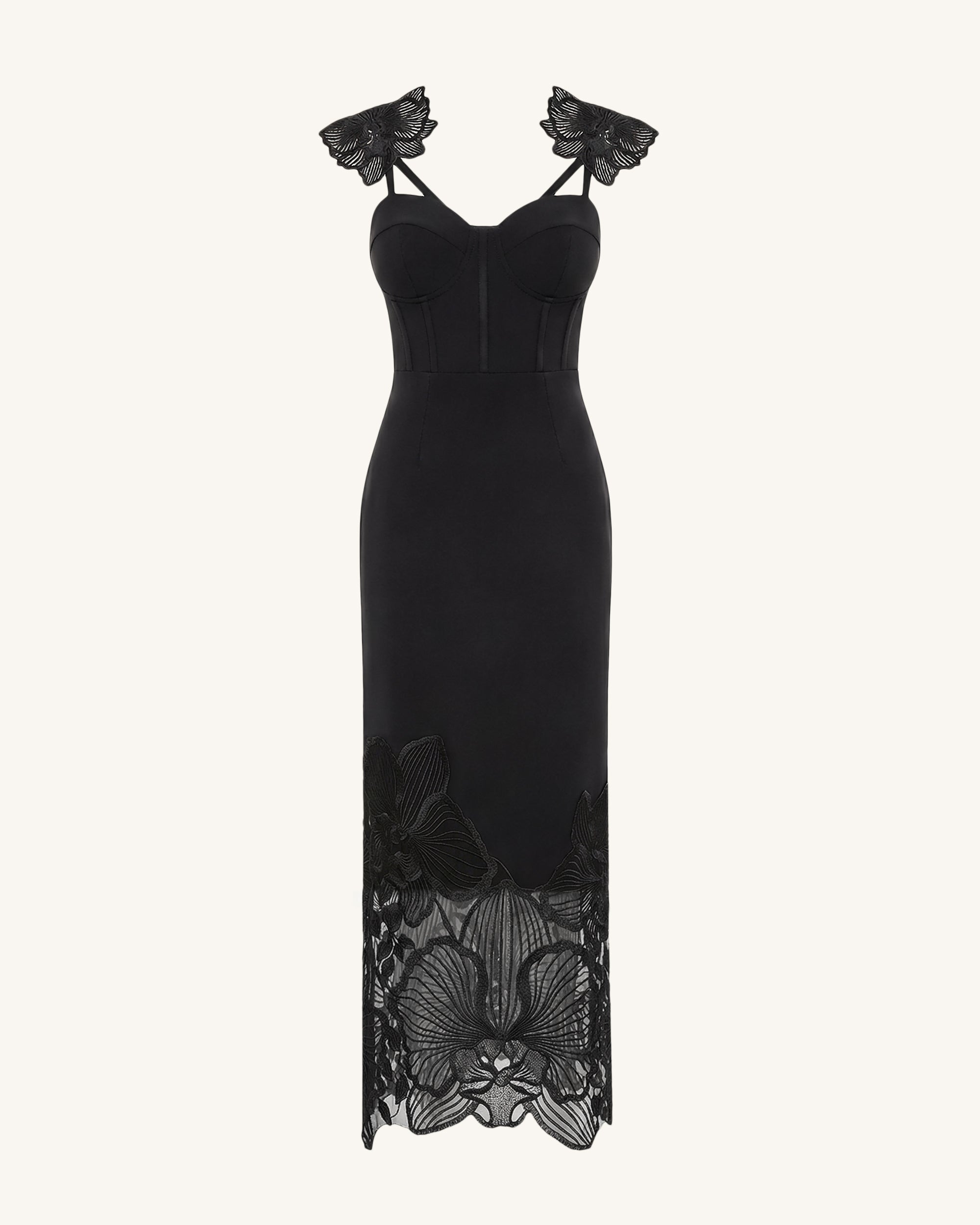Orchid Embroidered Corset Dress - Black - Image 3