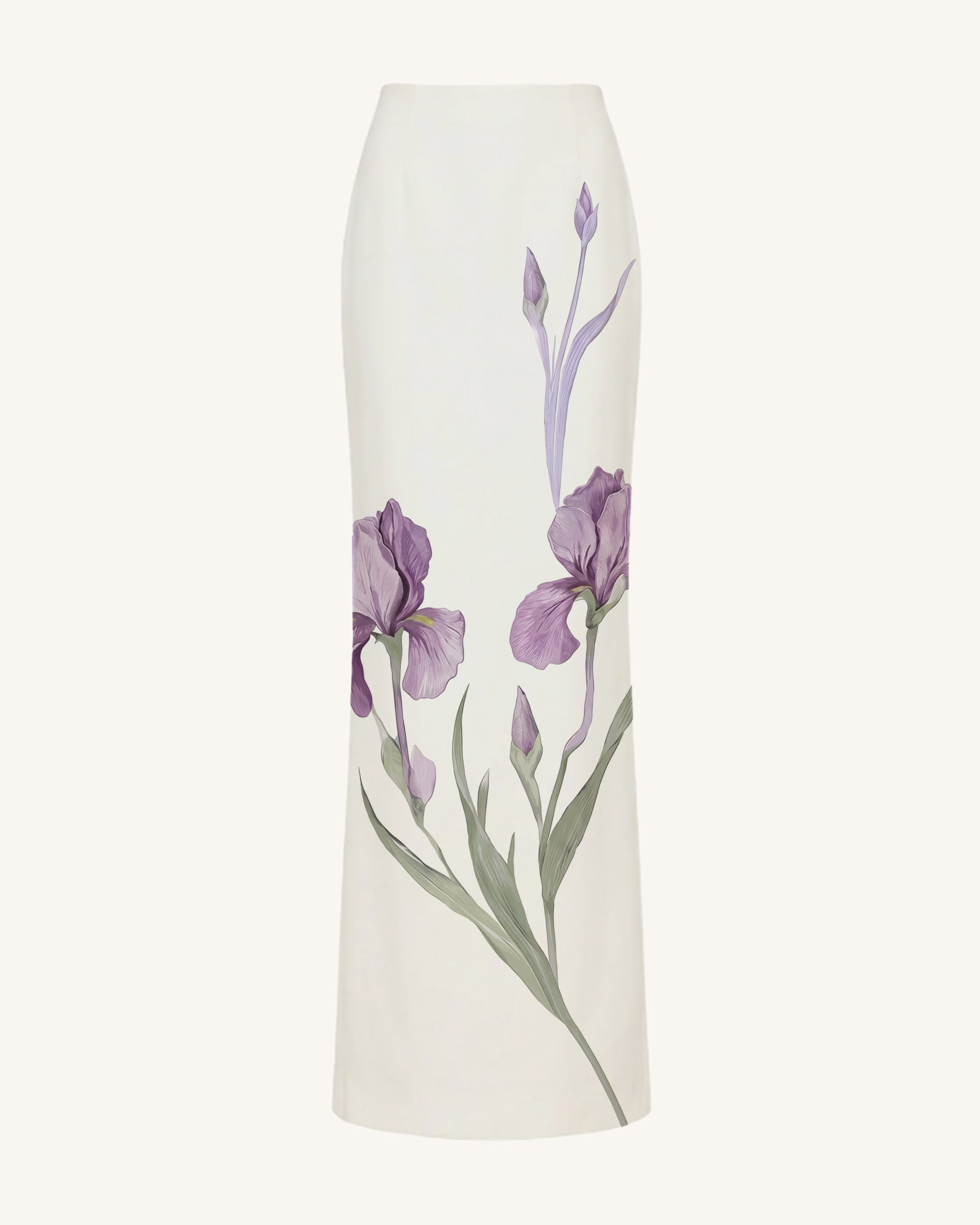 Iris Motif Maxi Skirt - White - Image 2