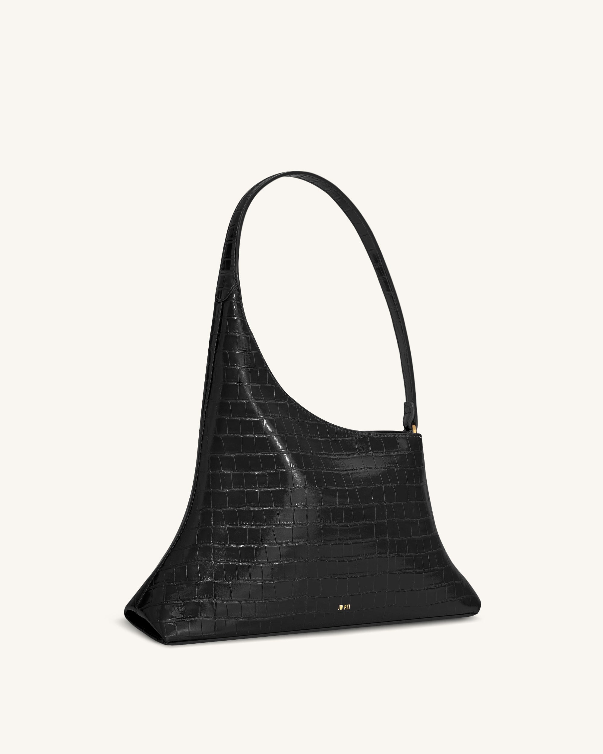 Lyra Shoulder Bag - Black Croc - Image 2