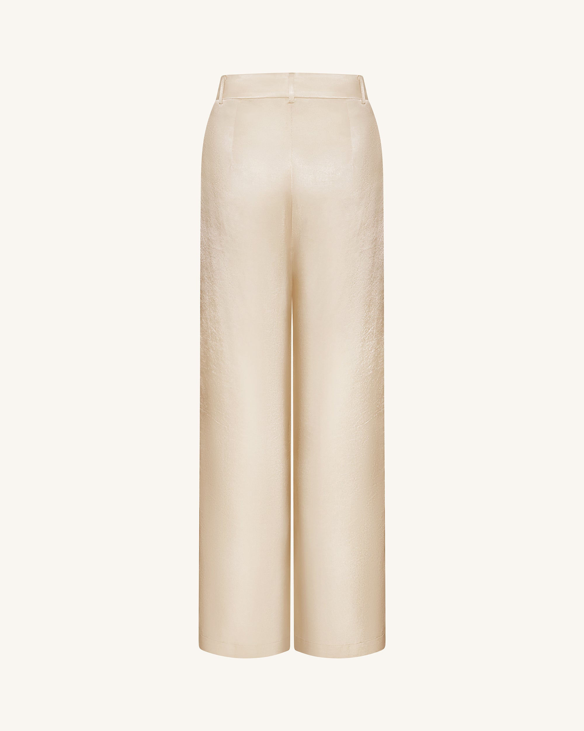 Satin Wide-Leg Trousers - Cream - Image 5