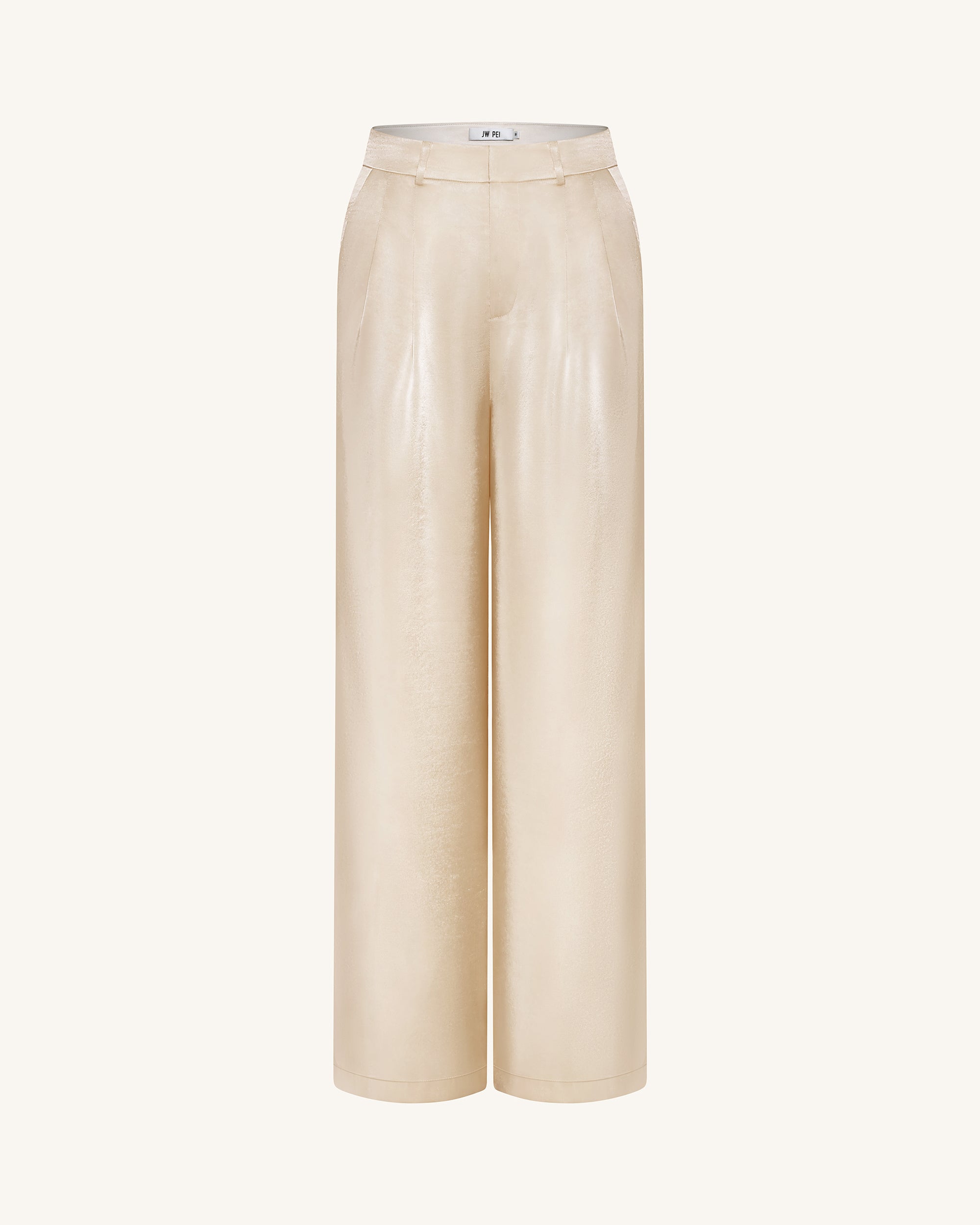 Satin Wide-Leg Trousers - Cream - Image 4