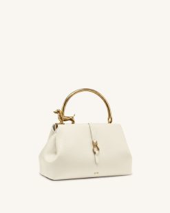 Alternative view of Bruna Dachshund Metal Handle Top Handle Bag - White