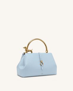 Alternative view of Bruna Dachshund Metal Handle Top Handle Bag - Light Blue