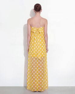 Alternative view of Polka-Dot Strapless Maxi Dress - Yellow