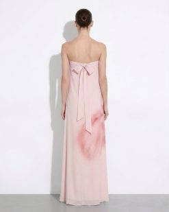 Alternative view of Watercolor Floral Print Strapless Maxi Dress - Pink
