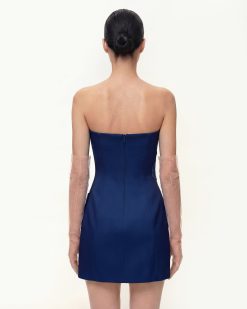 Alternative view of Iris Floral Print Strapless Dress – Navy blue