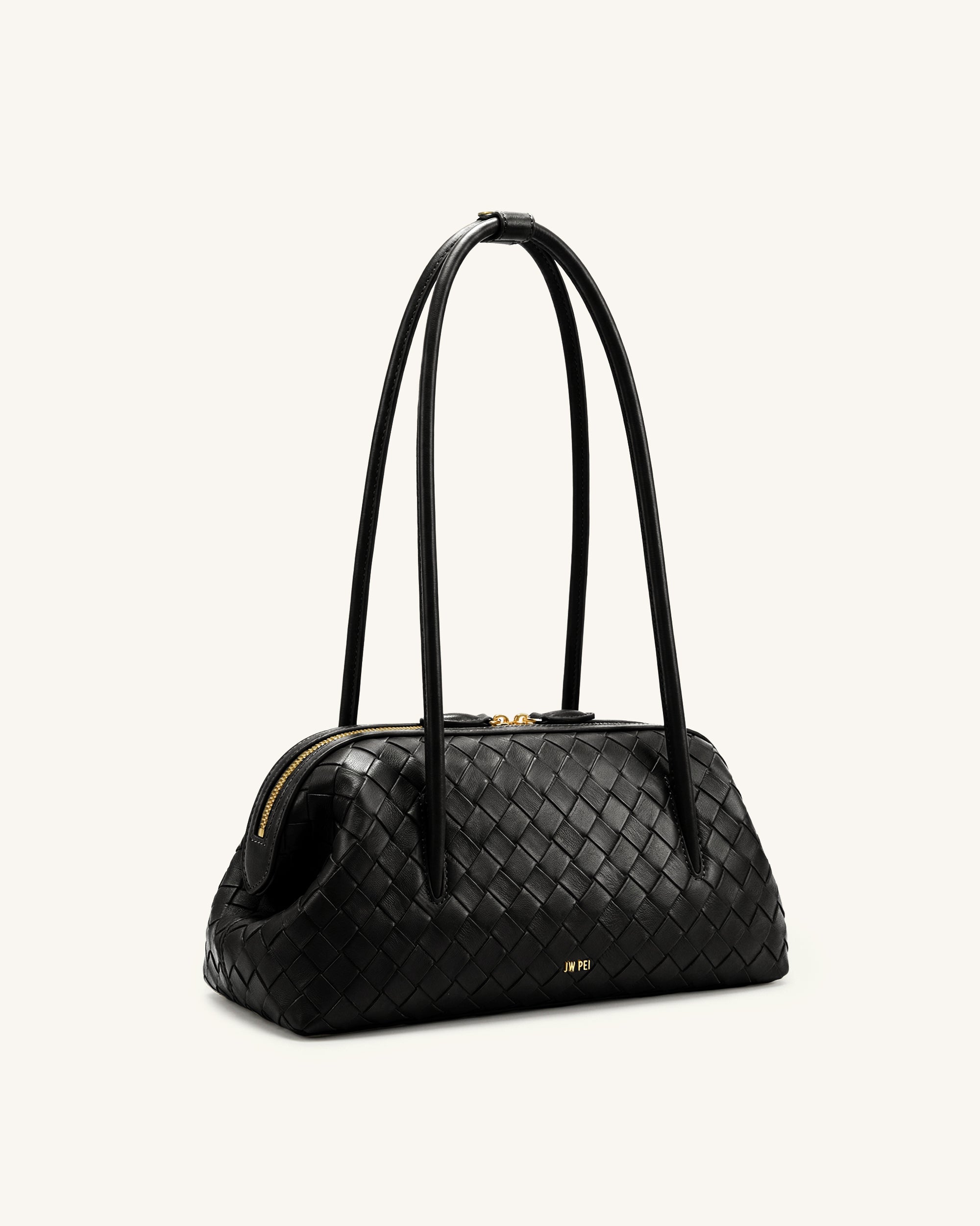 Aveline Woven Textured Shoulder Bag - Black - Image 2