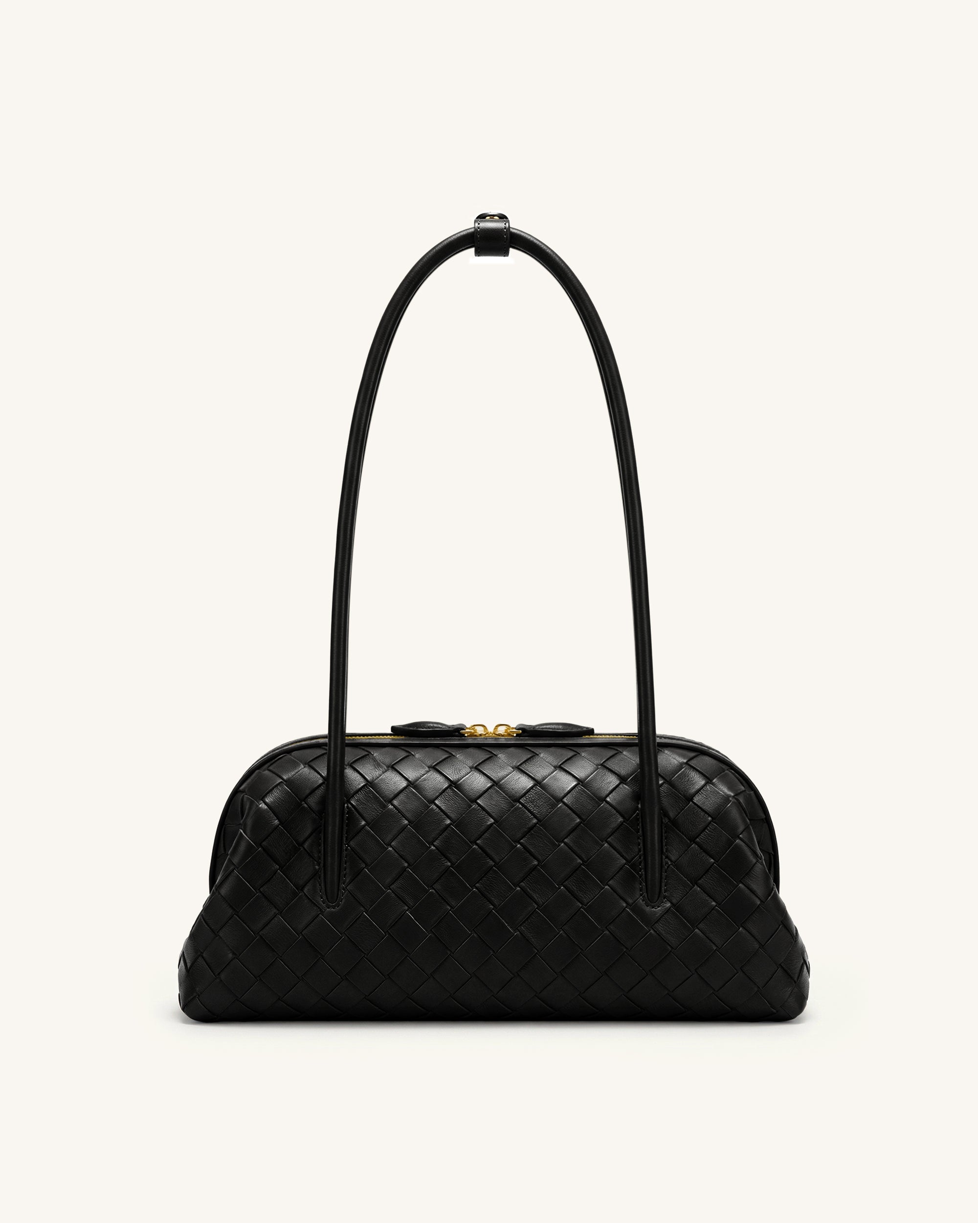 Aveline Woven Textured Shoulder Bag - Black - Image 3