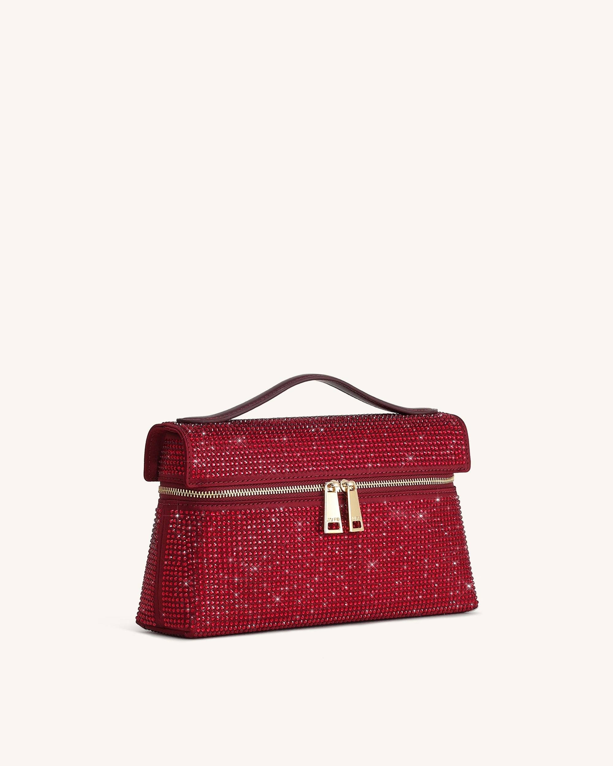 Thea Artificial Crystal Top Handle Bag - Red - Image 2
