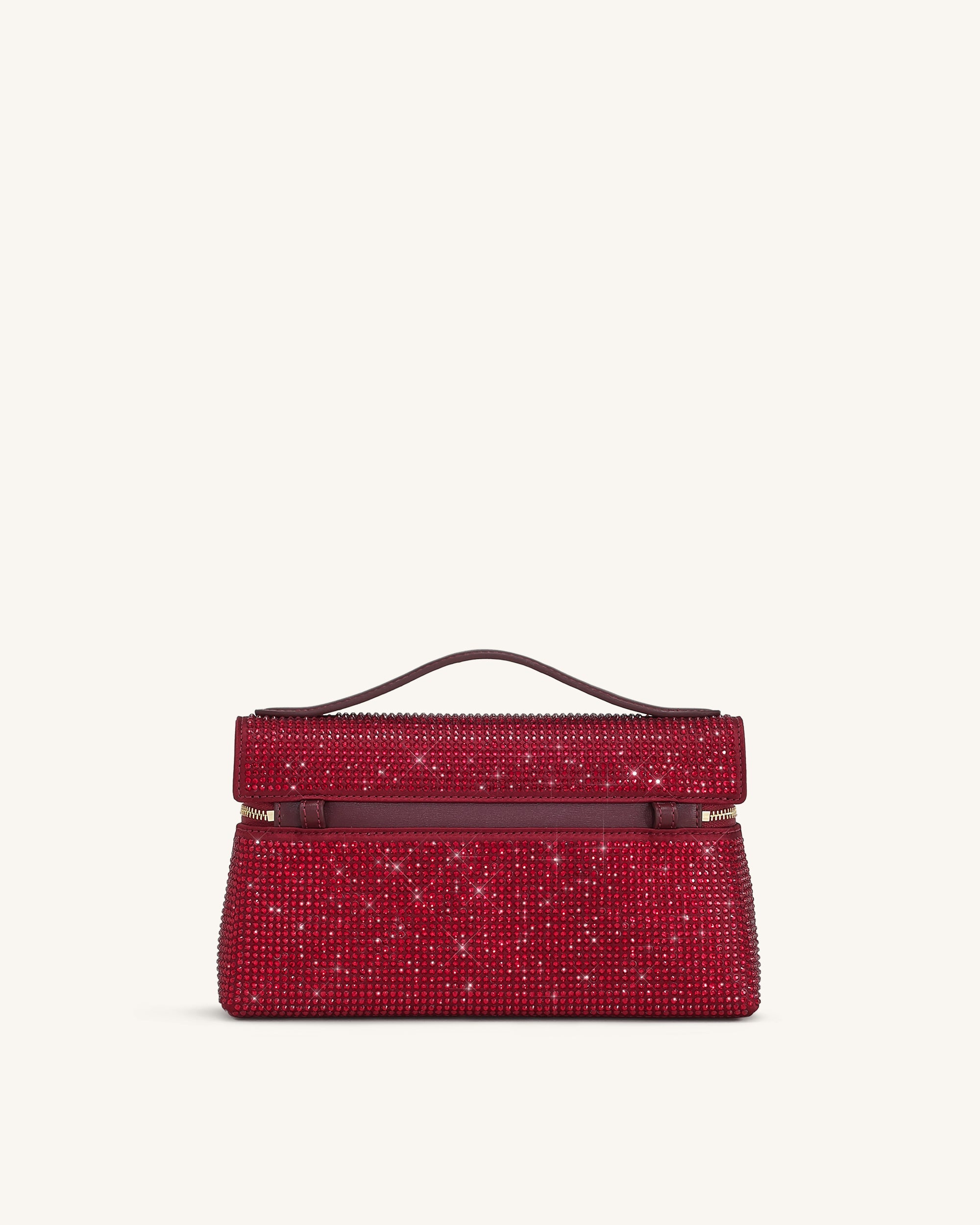 Thea Artificial Crystal Top Handle Bag - Red - Image 3