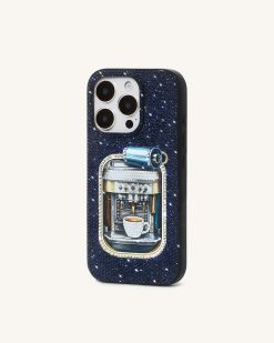 Alternative view of Coffee Tin Artificial Crystal Phone Case - Blue