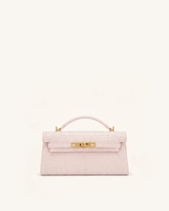 Noor Top Handle Bag - Pink Croc
