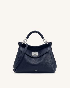 Lucia Classic Top Handle Bag - Navy Blue