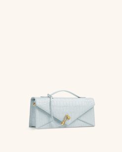 Alternative view of Celeste Envelope Top Handle Bag - Light Blue Croc