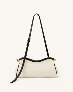 Naomi Curved Shoulder Bag - Black Canvas