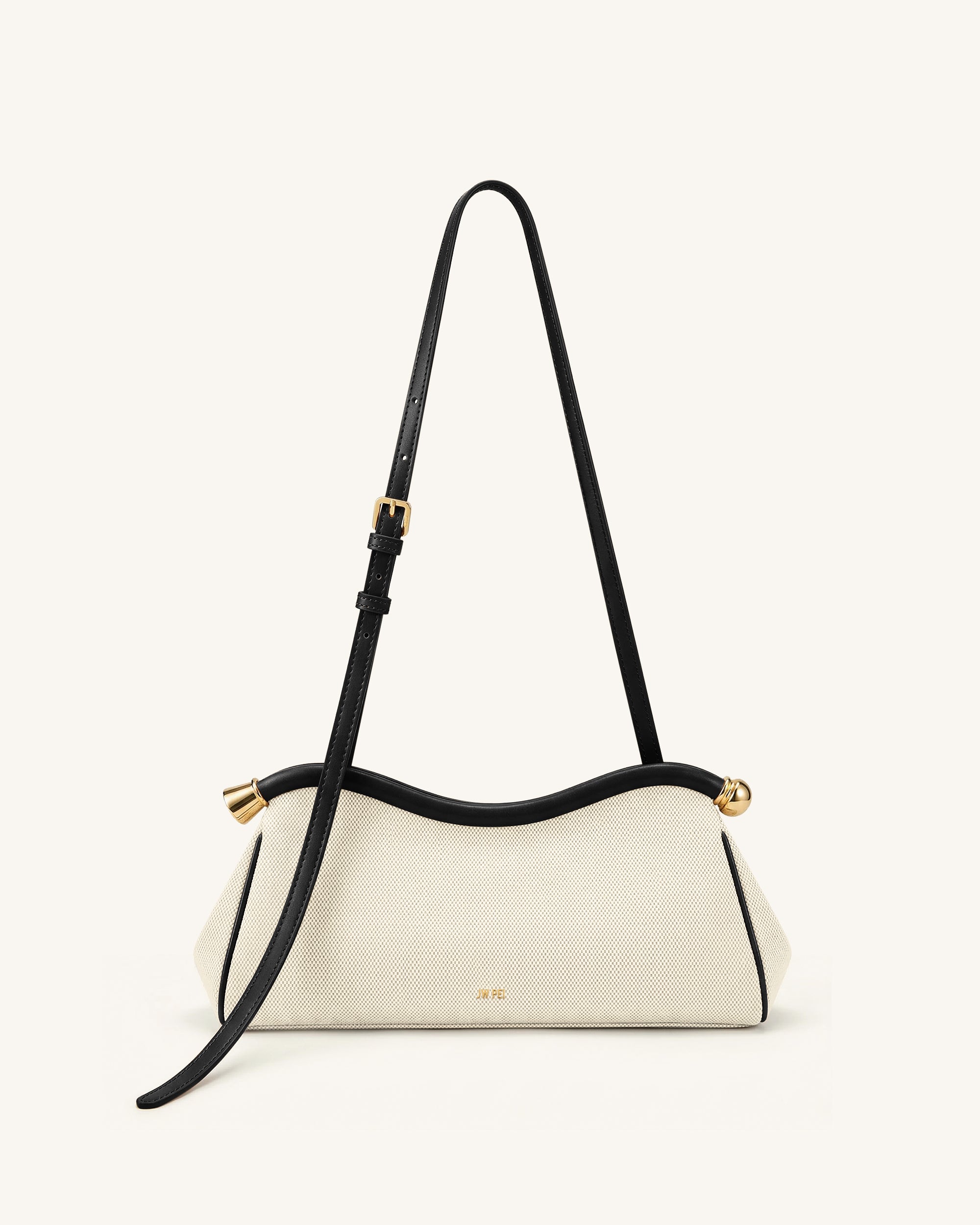 Naomi Curved Shoulder Bag - Black Canvas