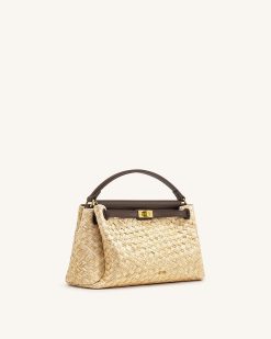 Alternative view of Carmen Faux Straw Top Handle Bag - Brown