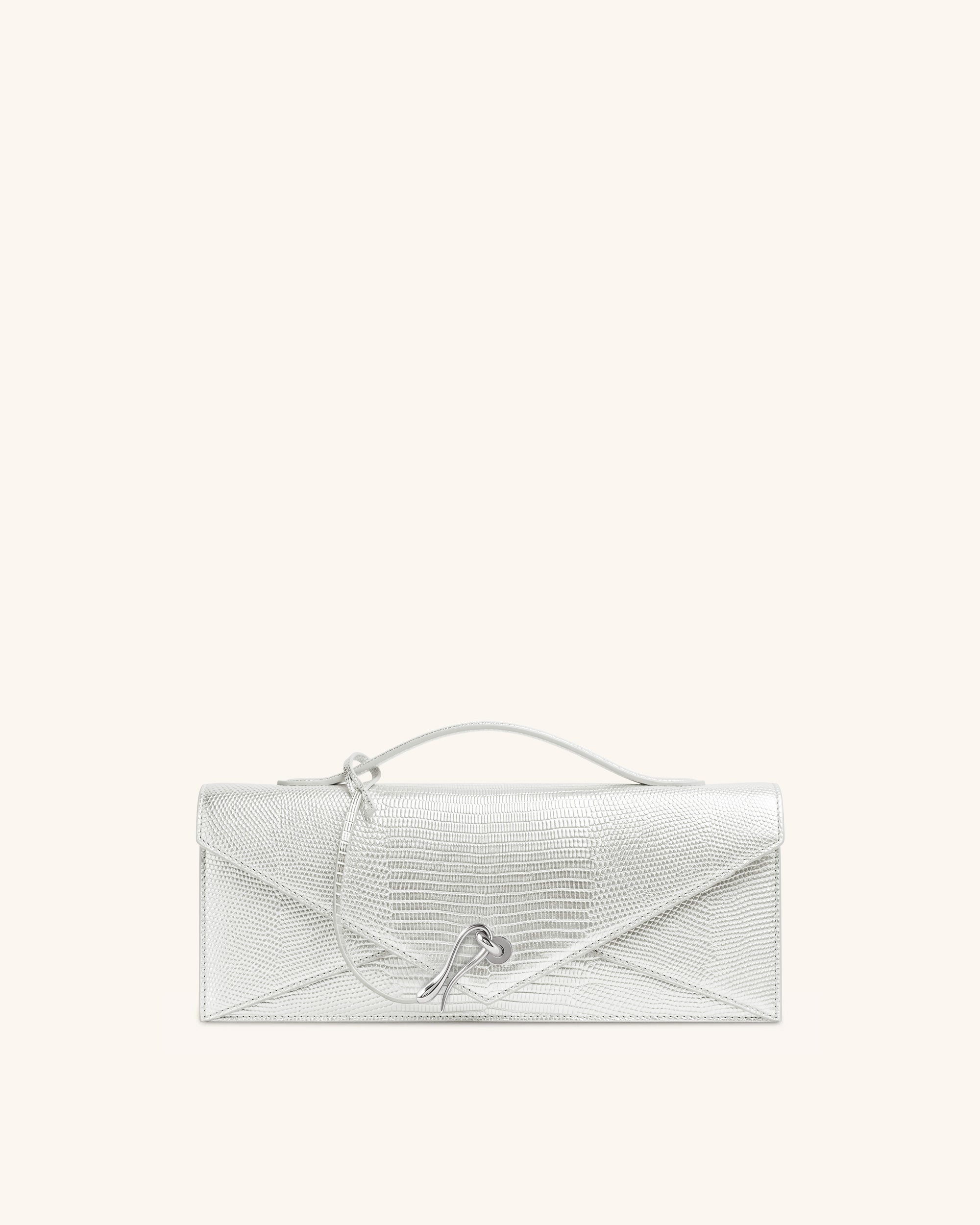 Celeste Envelope Top Handle Bag - Silver Lizard Texture