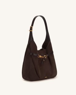 Alternative view of Alina Faux Suede Hobo Bag - Chocolate Brown