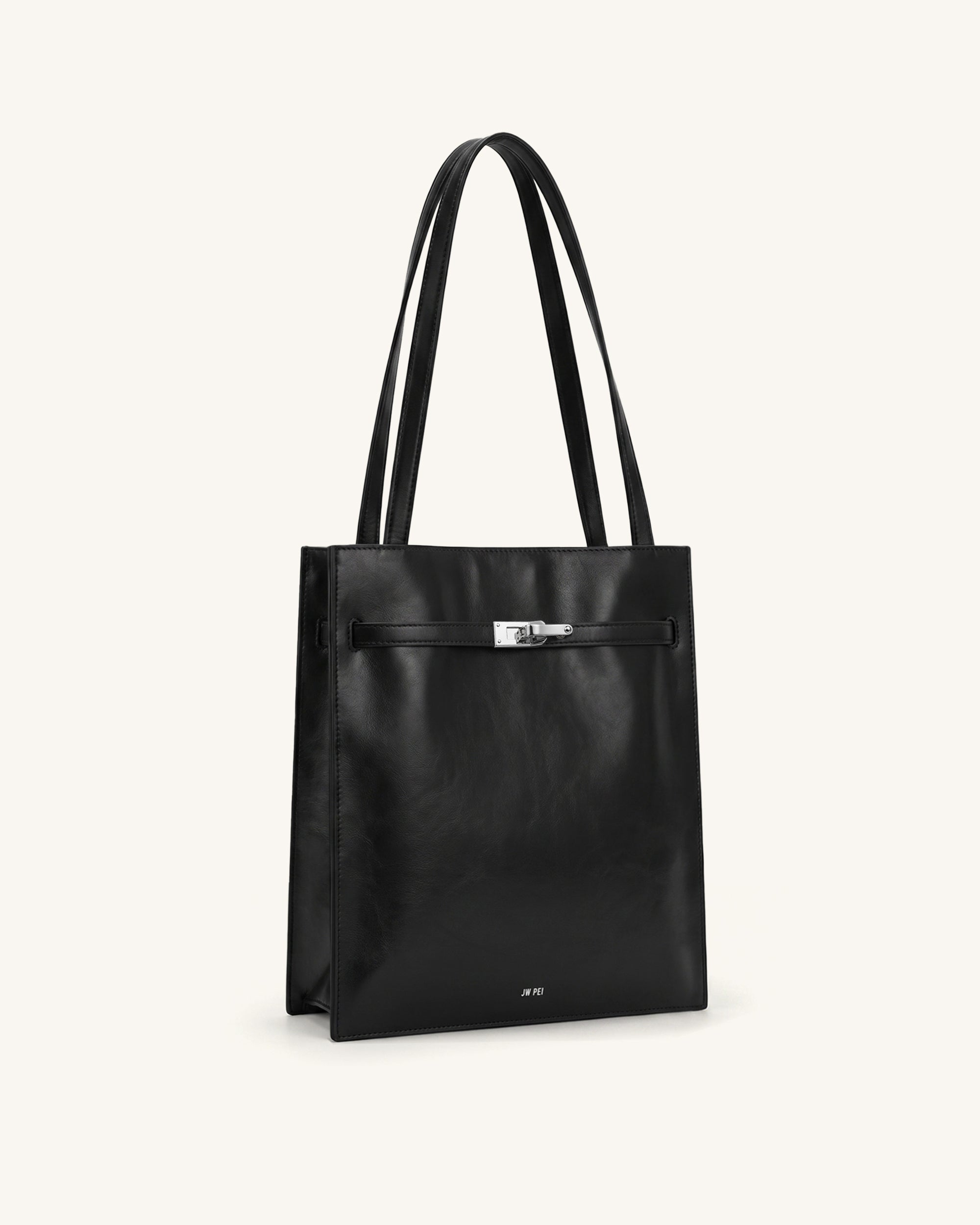 Noelle Belted Tote Bag - Black - Image 2