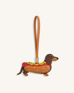 Hot Dog Dachshund Bag Charm - Brown Multi