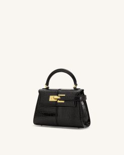 Alternative view of Elise Top Handle Bag - Black Croc